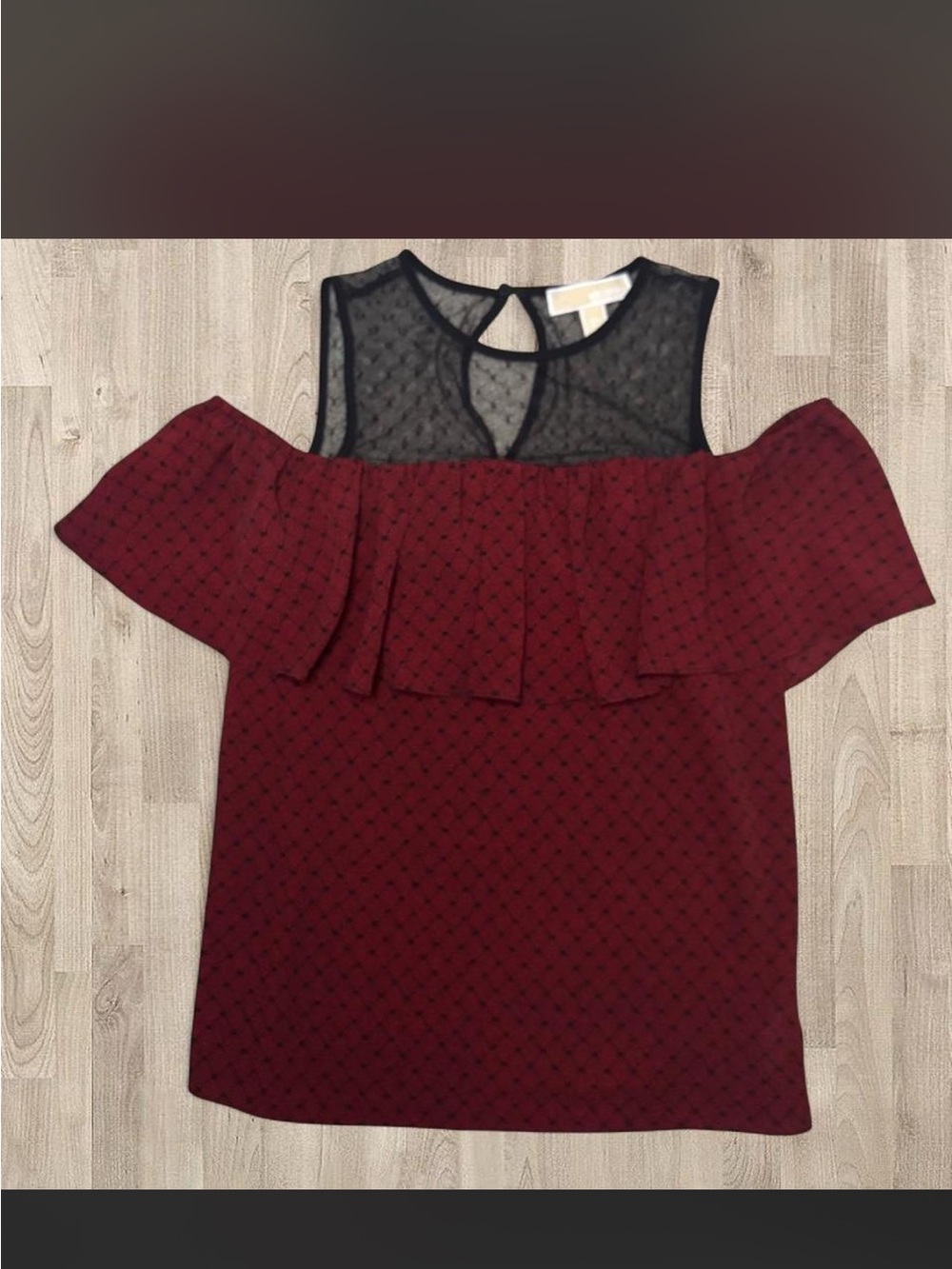 Michael Kors Red & Black Polka Dot Off-Shoulder Blouse